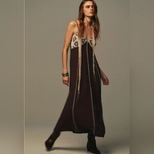 EMBROIDERED STRAPPY MIDI DRESS Zara S Nwt